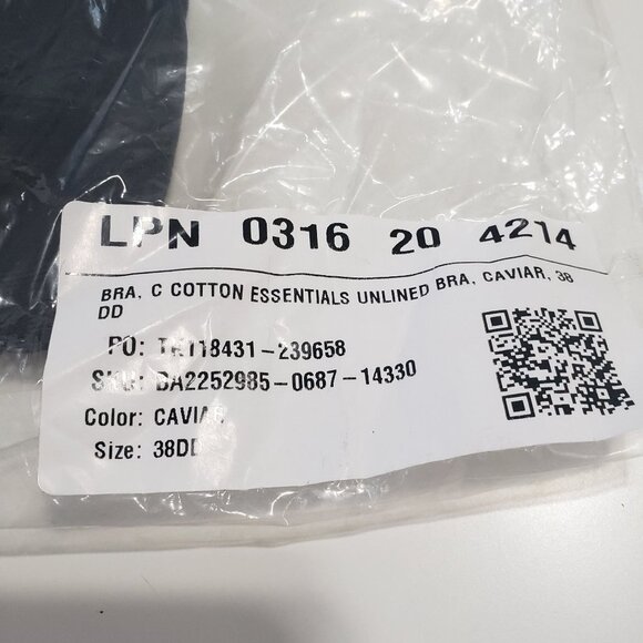 NWT Savage x Fenty‎ Cotton Essentials Unlined Bra in Caviar - Size 38DD - Picture 4 of 6